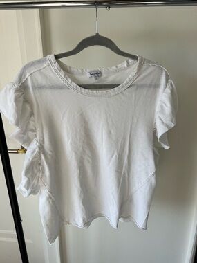 Splendid White Ruffle Short Sleeve Tee